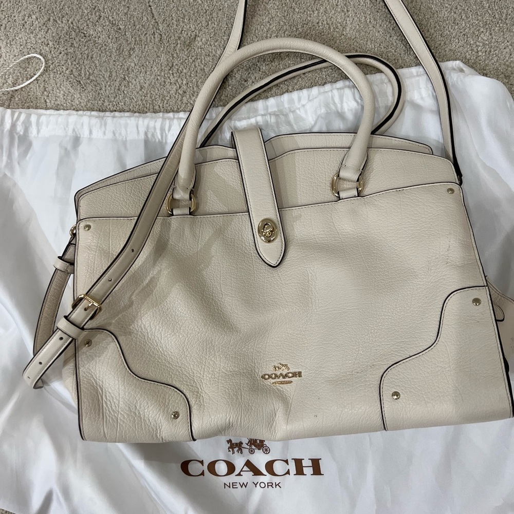 Brand new, never used coach handbag, off-white.